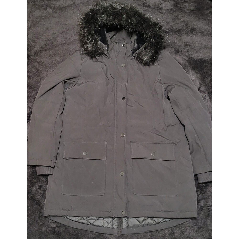 Time And Tru Women's Fleet Street Faux-Fur Hooded Midweight Anorak Jacket Large